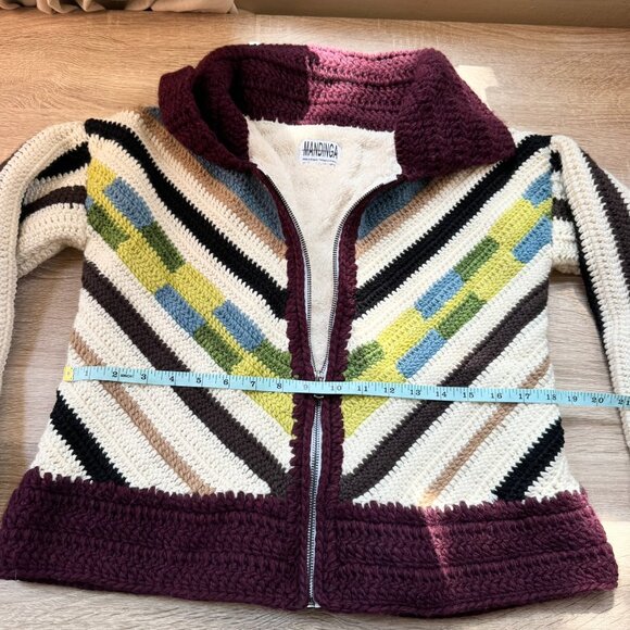 Mandinga Suzia Crochet Sweater Jacket Wool Multicolor Knit Zip Up Size Small - Picture 9 of 14